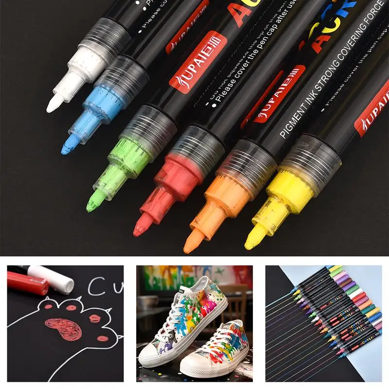 Acrylic Paint Art Marker Pen Rock Painting For Graffiti Stone Ceramic Glass Wood DIY Crafts Art Supplies
