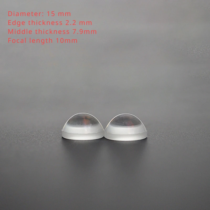 Diametro 15Mm Lunghezza Focale 10Mm Lente Convessa In Vetro Ottico Menisco Emisferico Led Concavo-Lente Convessa