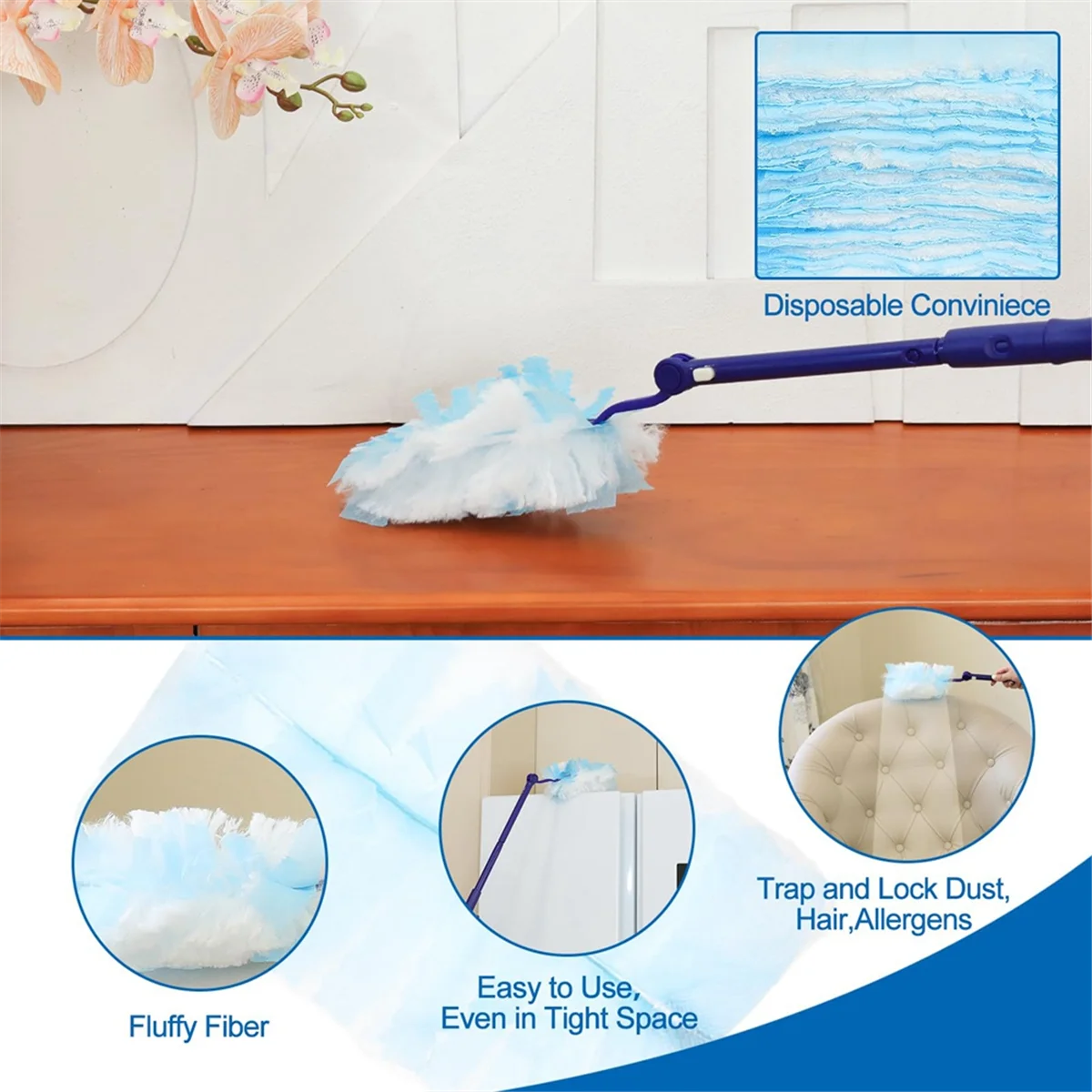 Disposable Duster Refills 40 Pieces Duster Refills Disposable Duster Refills Compatible for Swiffer disposable duster refills
