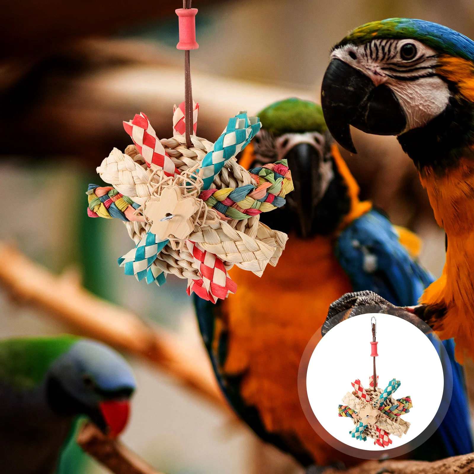 Natural Bird Foraging Toy Parrot Cage Hanging Toy Bird Shredding Cage Pendant Toys For Parrots