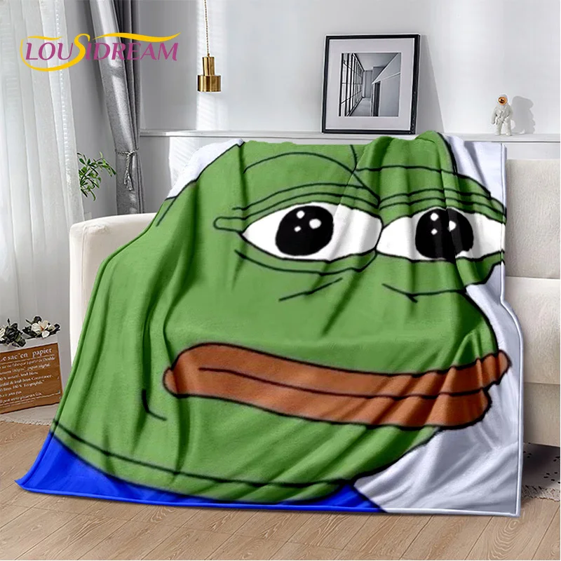 

3D Cartoon Pepe The Frog Face Blanket,Soft Throw Blanket for Home Bedroom Bed Sofa Picnic Travel Office Rest Cover Blanket Kids