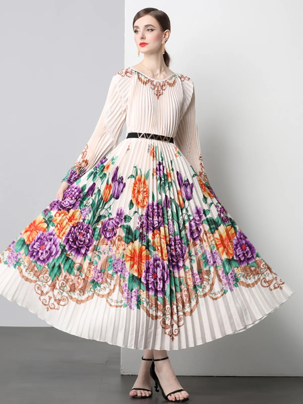 Aurora Sculpt Pleated MIYAKI Dress(Teal)