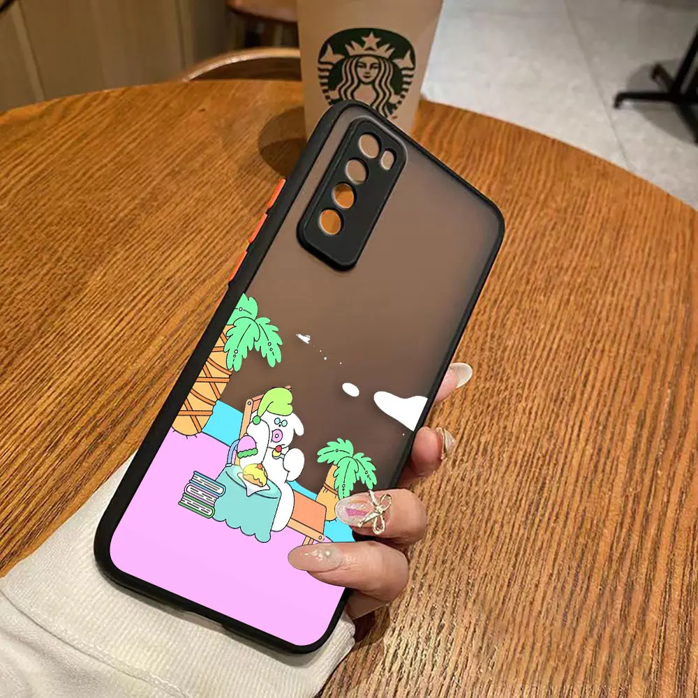 thumbnail image 1 of Matte Case for Huawei NOVA Y70 10 9 8SE 8 7SE 7I 7 6 5I 5 4 3I 4G 5G Case Funda Coque Capa Shell Cover White Pig Rabbit Cartoon, 1 of 5