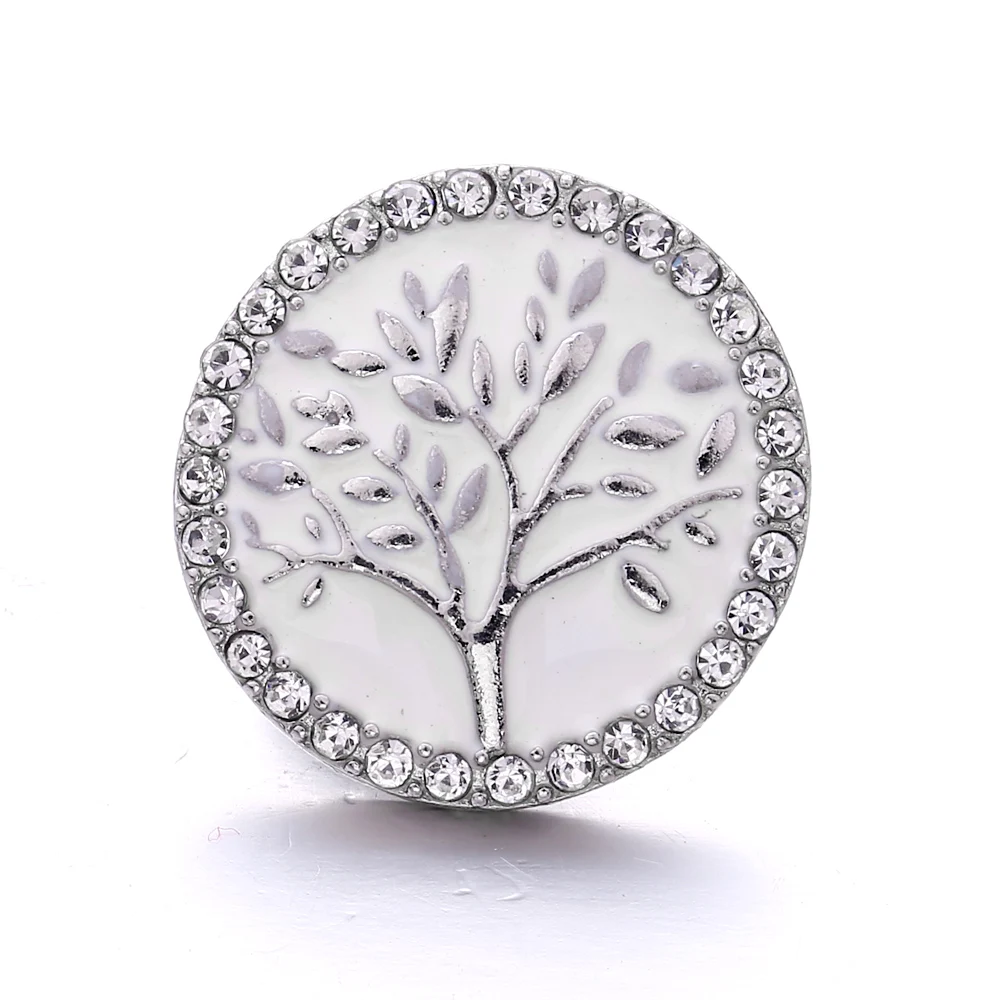 20pcs Rhinestone Tree Of Life 18mm Metal Snap Buttons Fit Snap Bracelet Bangle Necklace DIY Snaps Buttons Jewellery