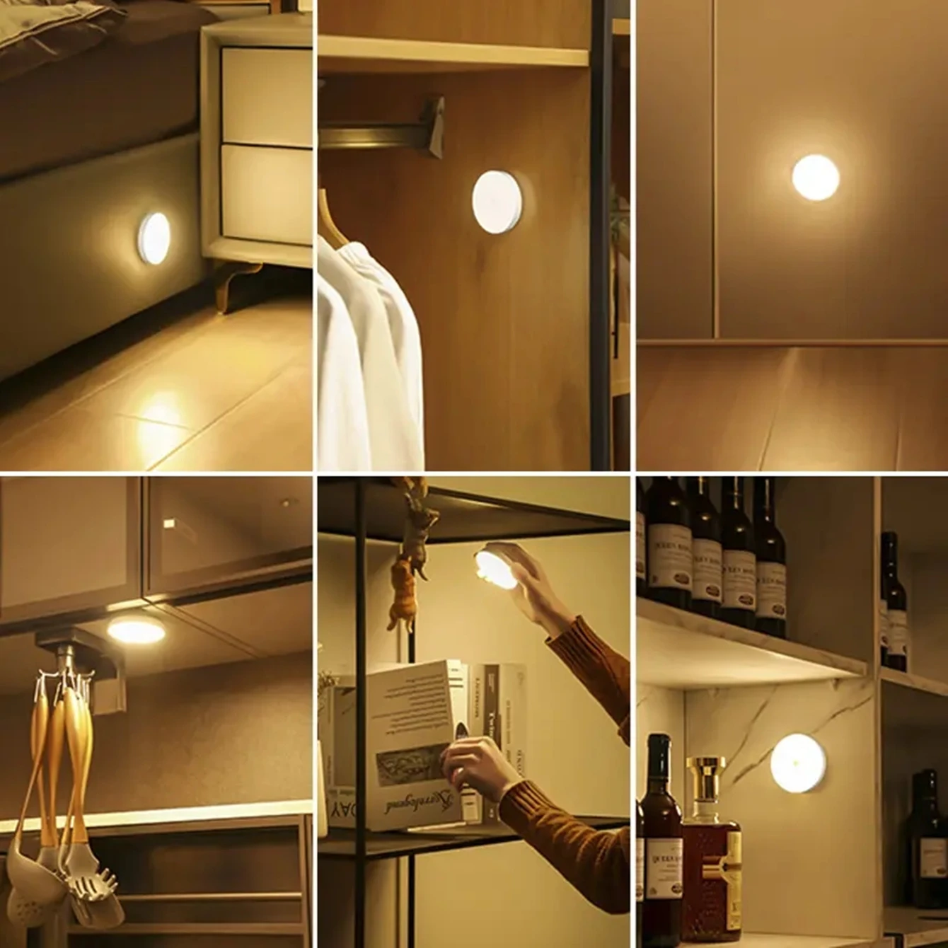 Magnetic Rechargeable LED Night Light with Motion Sensor, Dimmable White/Warm Light