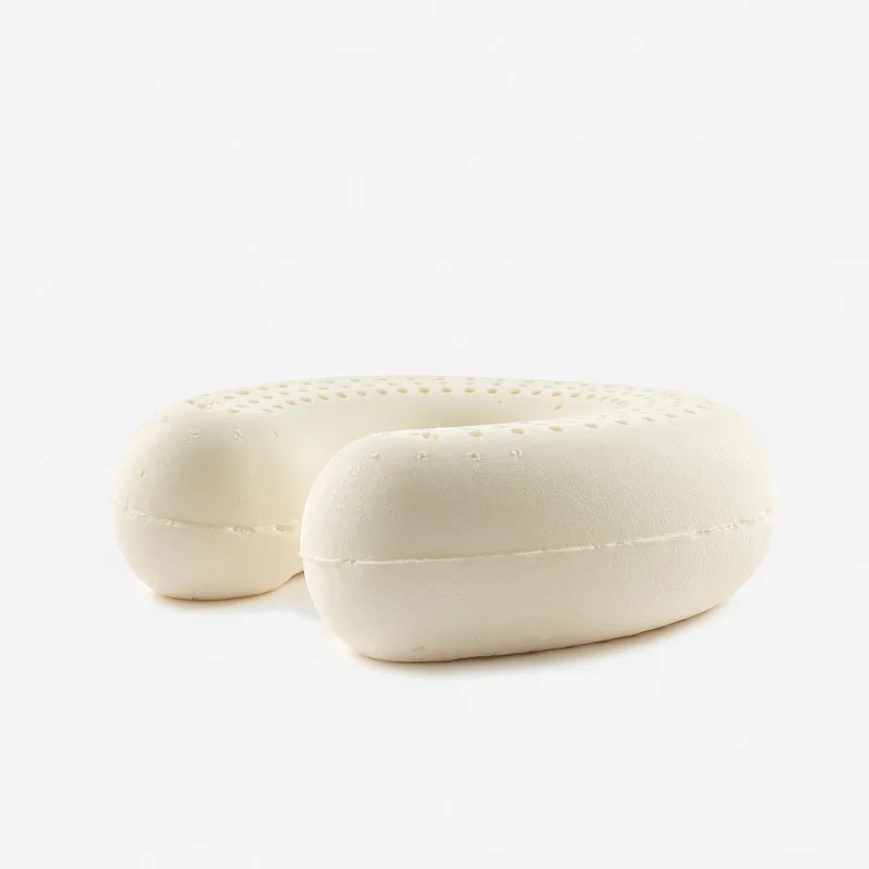 Holibanna U-Shaped Natural Latex Neck Pillow - Travel & Home Neck Support, White, 29x29x10 Cm