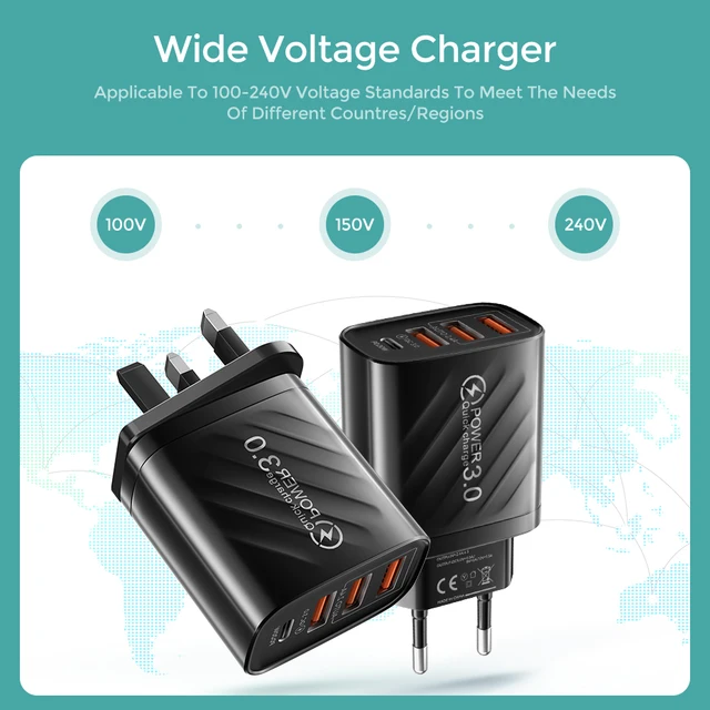 48W USB Charger 4Port Type C Quick Charge QC 3.0