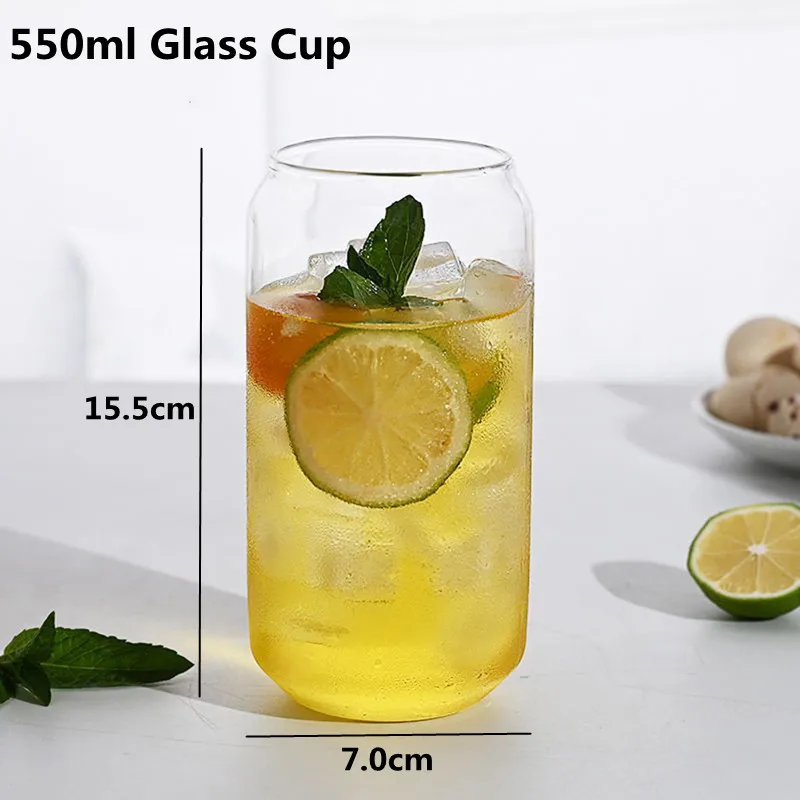 Beer Glass Bamboo Lid Straw Wholesale  Glass Cups Bamboo Lids Straws -  550ml Glass - Aliexpress