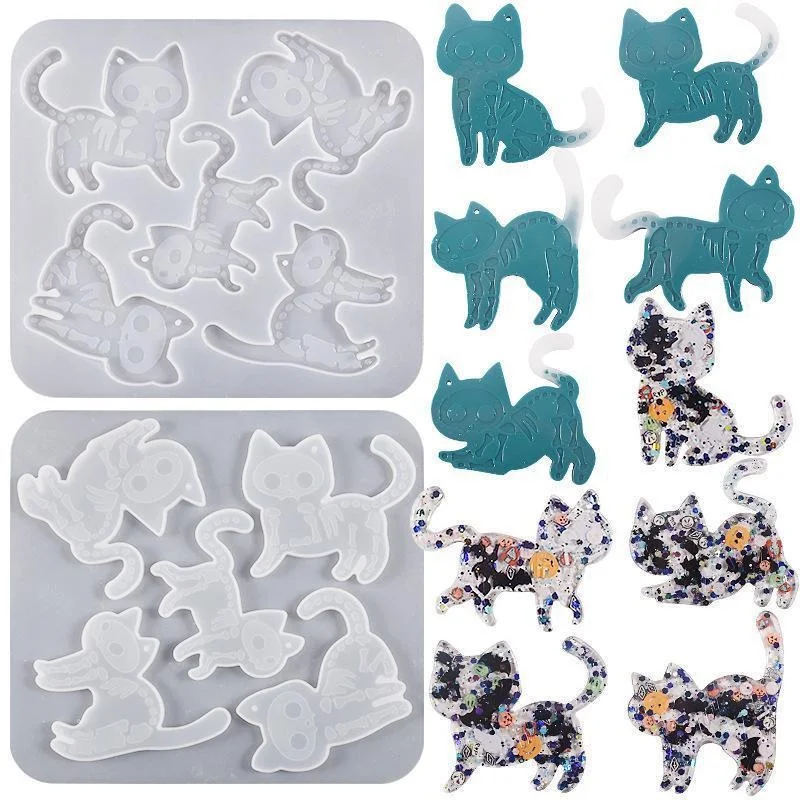 DIY Crystal Handmade Creative Epoxy Resin Mold Relief Skull Cat Pendant Silicone Molds Accessories Supplies Home Decoration 2025