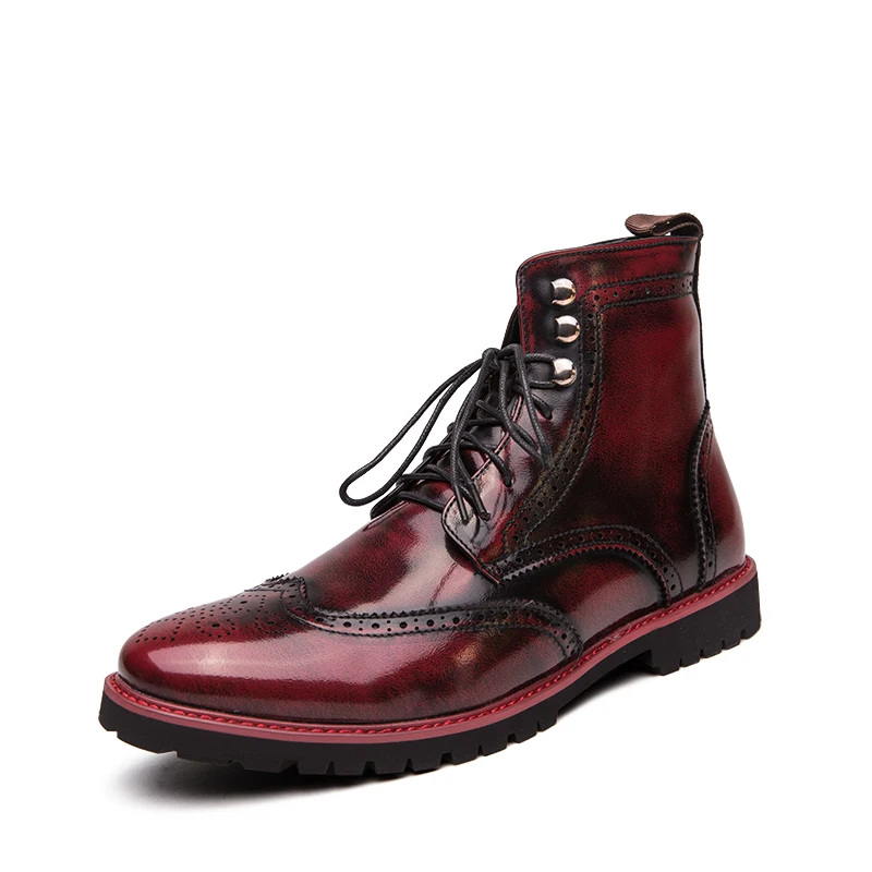 Men Boots Retro Personality Comfy Lace-up Leather Fashion Shoes Man Durable Outsole Casual Boots Size 38-48 leather boots,mens leather boots,motorcycle leather boots