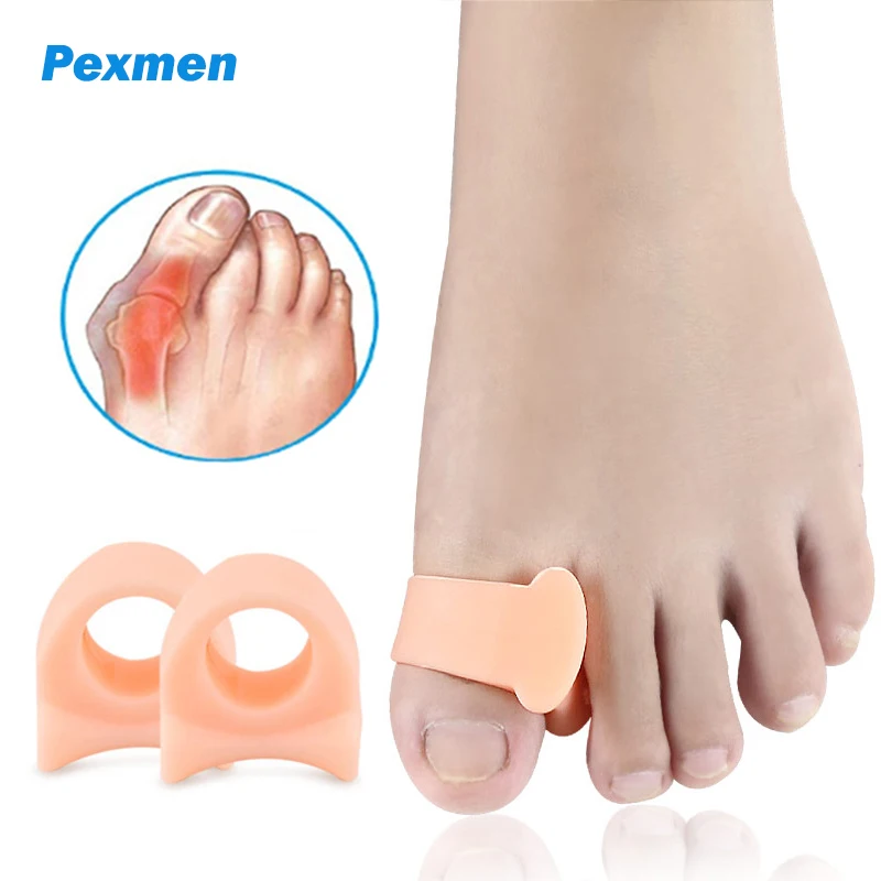 Pexmen 2Pcs Toe Protector Spacers Gel Big Toe Separator Spacer for Hammer Toe Mallet Bunion Pain Relief Overlapping Crooked Toes pexmen 2pcs gel bunion corrector and toe separator spacers and straightener orthotics for overlapping toes bunion pain relief