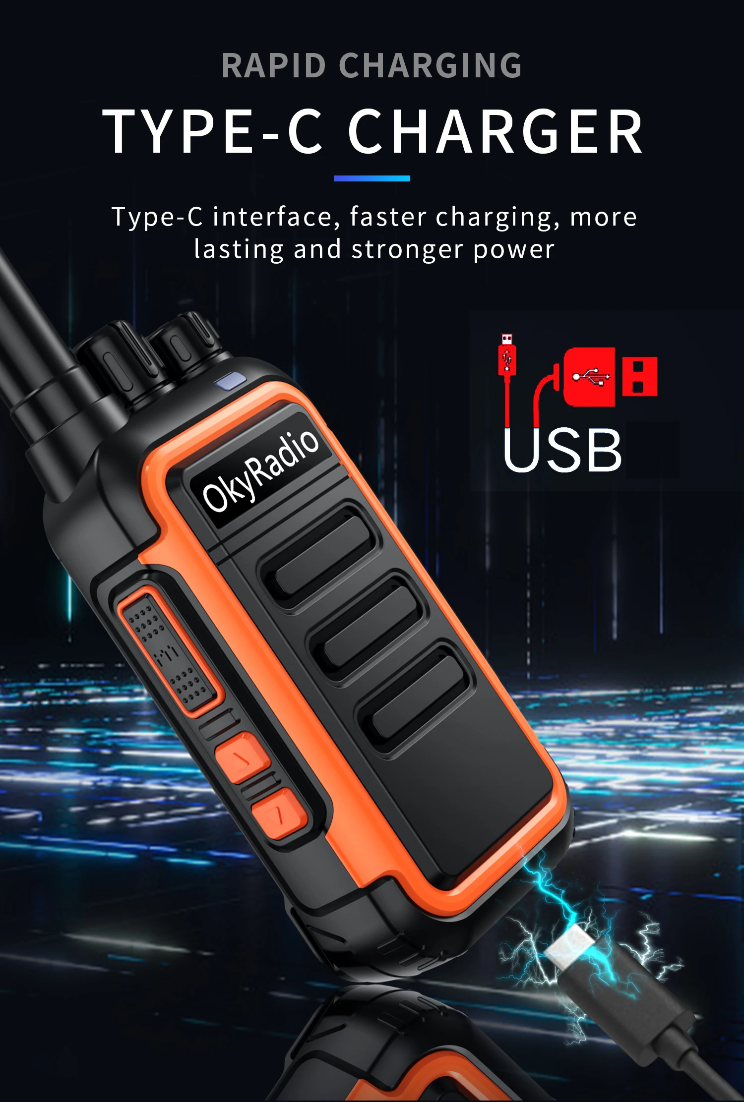 long range walkie talkies 500 miles New 4800mah OkyRadio 5w Portable Waterproof Walkie-talkie 6km Call Distance Suitable for Factory Scheduling Self-driving Tour military walkie talkie