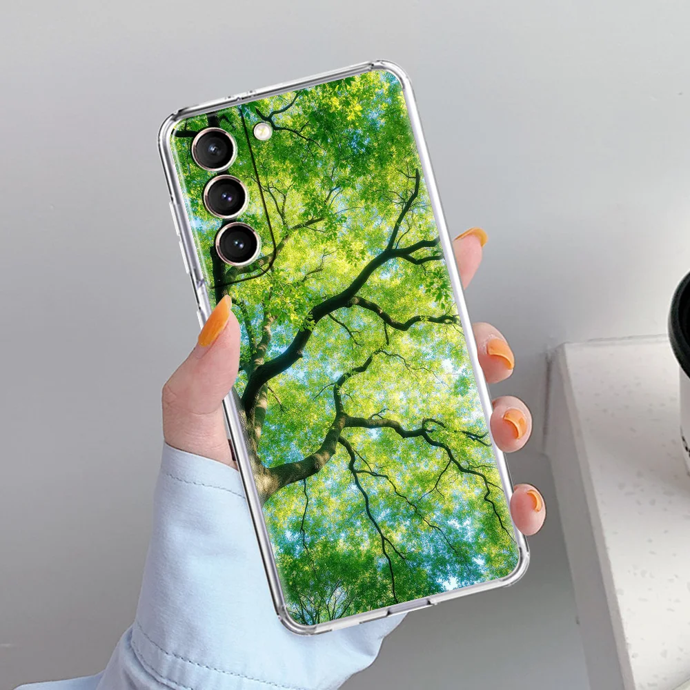 Nature-Inspired Clear Soft Phone Case with Forest Tree Design