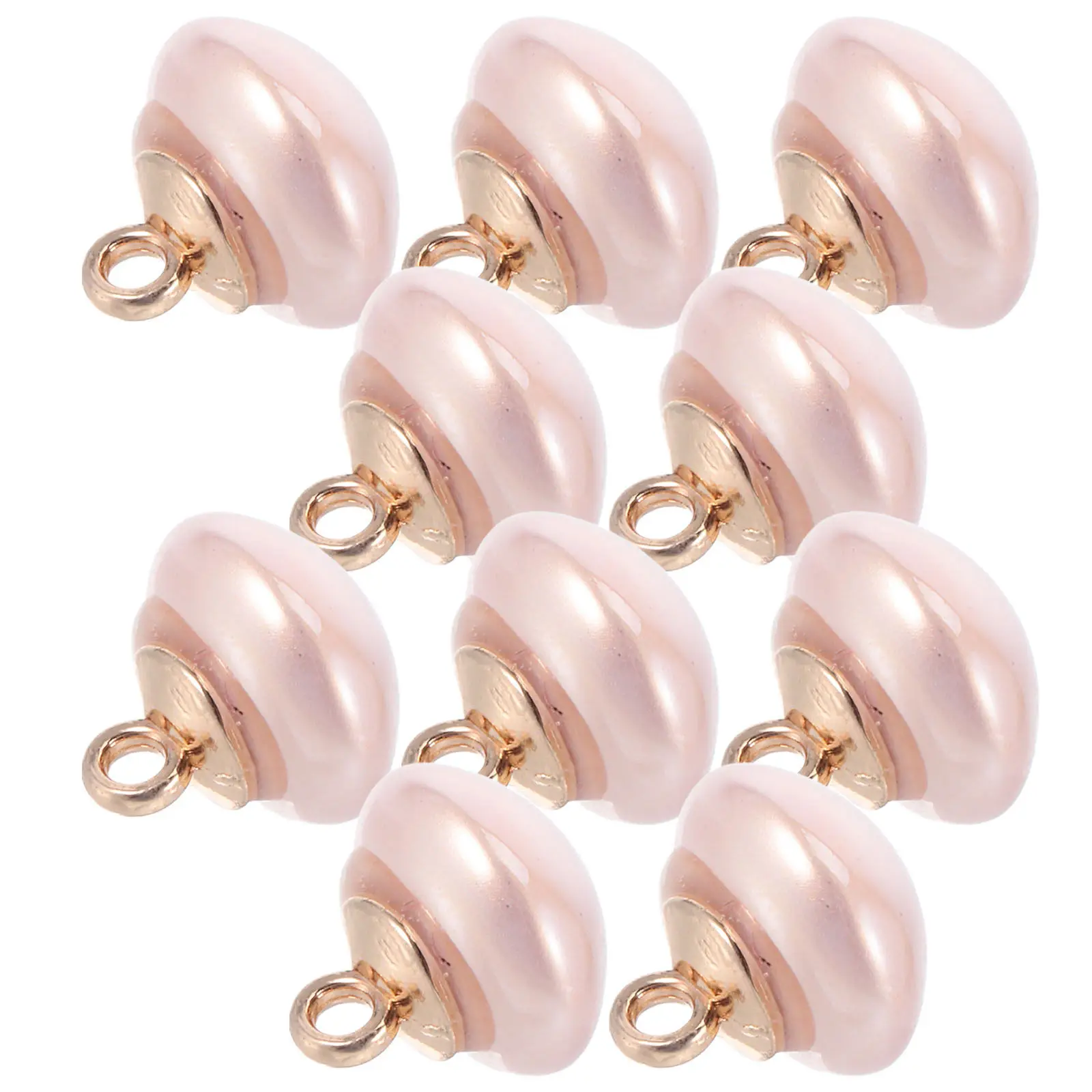 10Pcs 10Mm 라운드 진주 단추 핑크 반짝 이는 장식 바느질 액세서리 시폰 블..