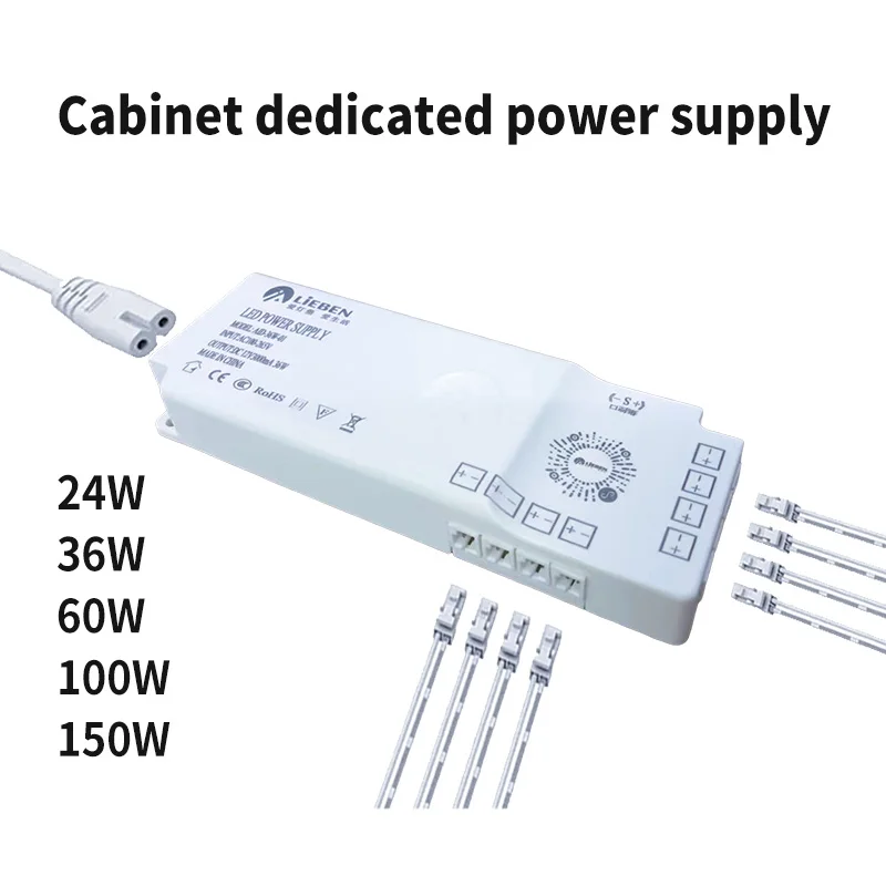 

LED Light Strip Power Supply Dupont Port 12V 24w 36w 60w 100w 150w Light Power Adapter Use for Cabinet Cupboard Kitchen