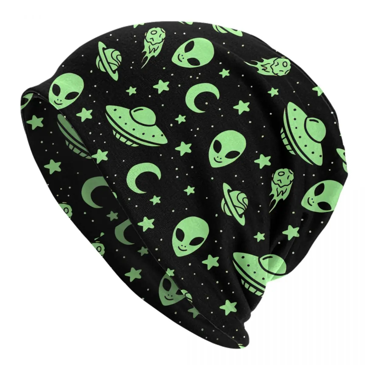 

Alien And UFO Pattern Bonnet Homme Fashion Thin Skullies Beanies Caps For Men Women Novelty Hats
