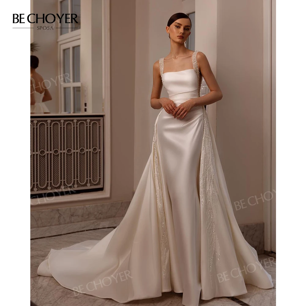 Vestido de casamento pérolas sereia sem mangas vestido de noiva