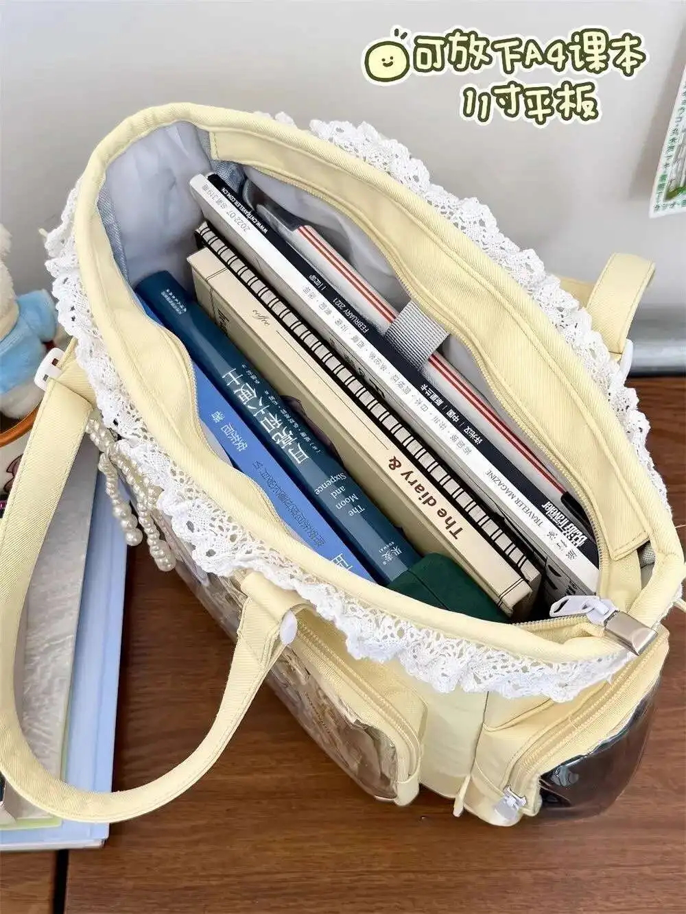 Y2K ItaBag Transparent,Japanese Kawaii Lolita Large DIY Tote Bag