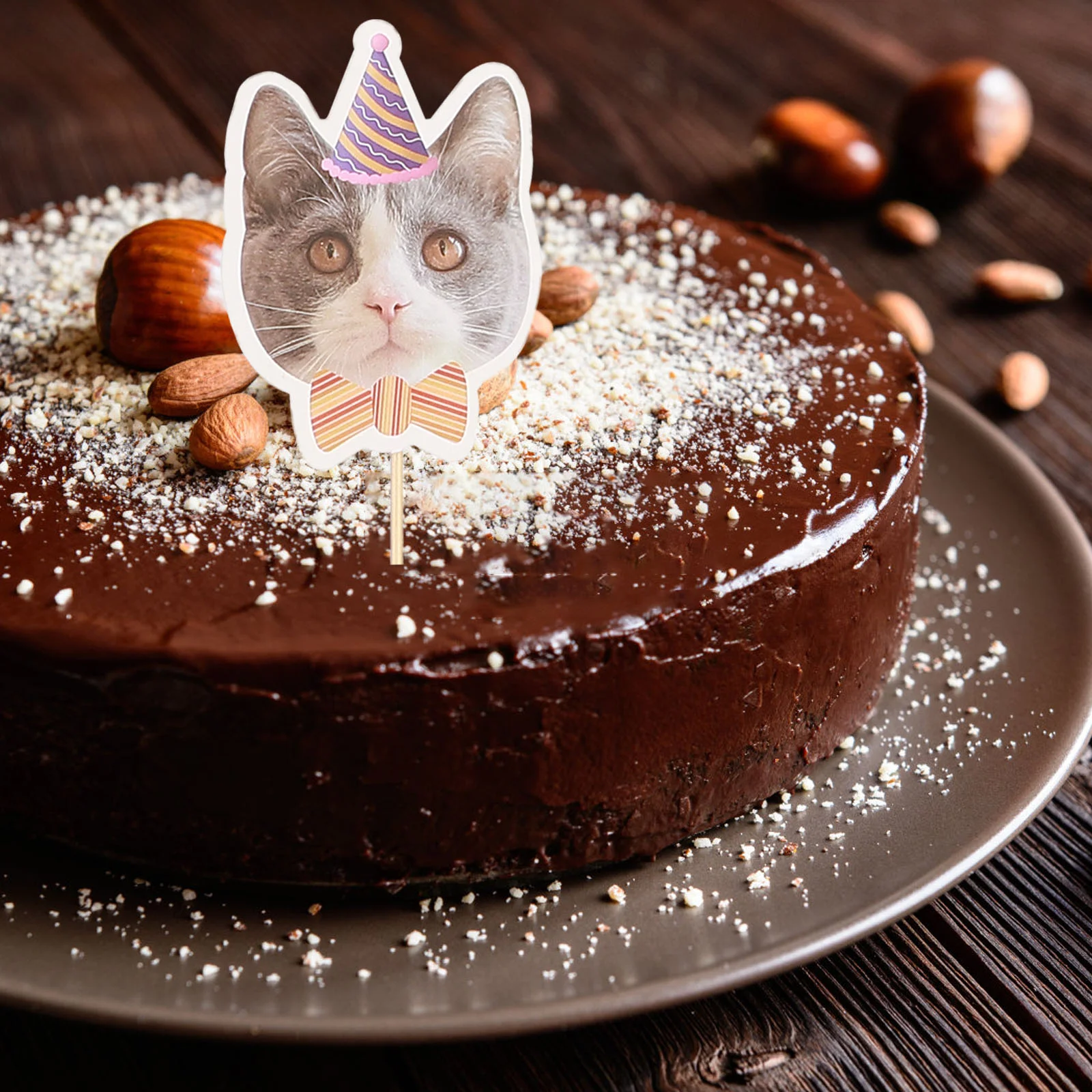 

Simulation Cat Cake Toppers Cat Birthday Party Cake Picks Pet-themed Party Decorations Lifelike Paper Crafts for Birthday