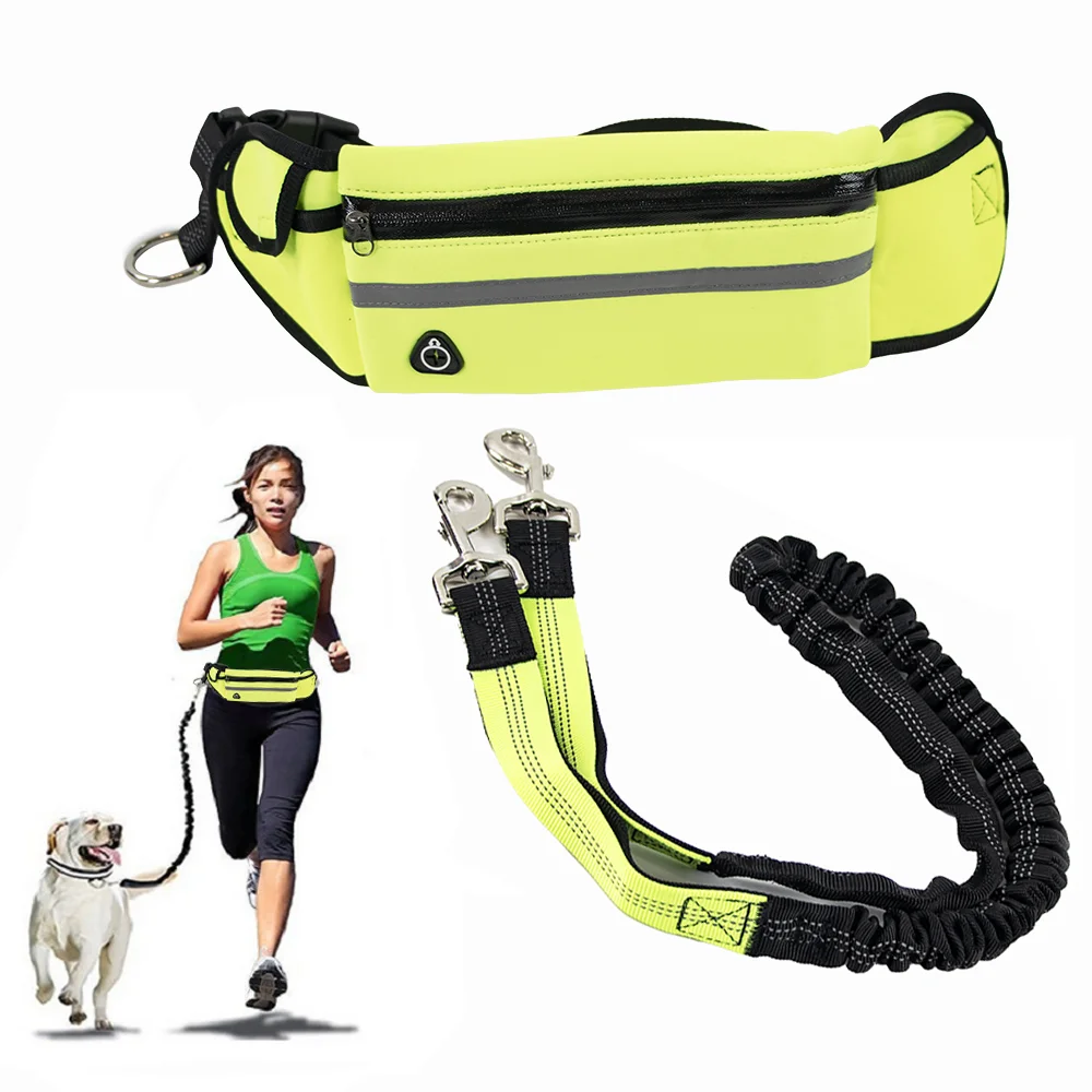 

Detachable Running Outdoor Hands Free Extendable Dog Leash Reflective Waist Bag Multi-function Pet Leash For Dog