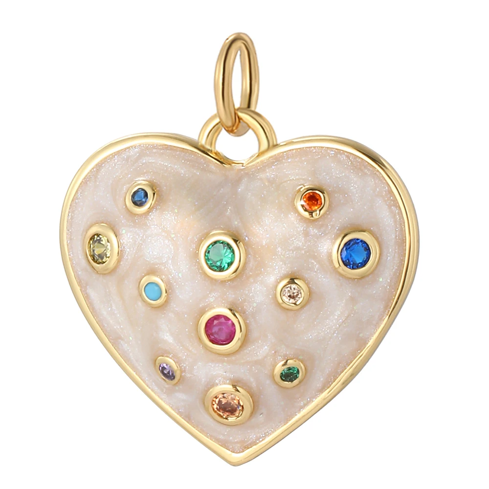 Cute Shell Dog Heart Enamle Pave CZ Charms for Jewelry Making Supplies Diy Bracelet Necklace Earrings Gold Color Accessories enamel charms