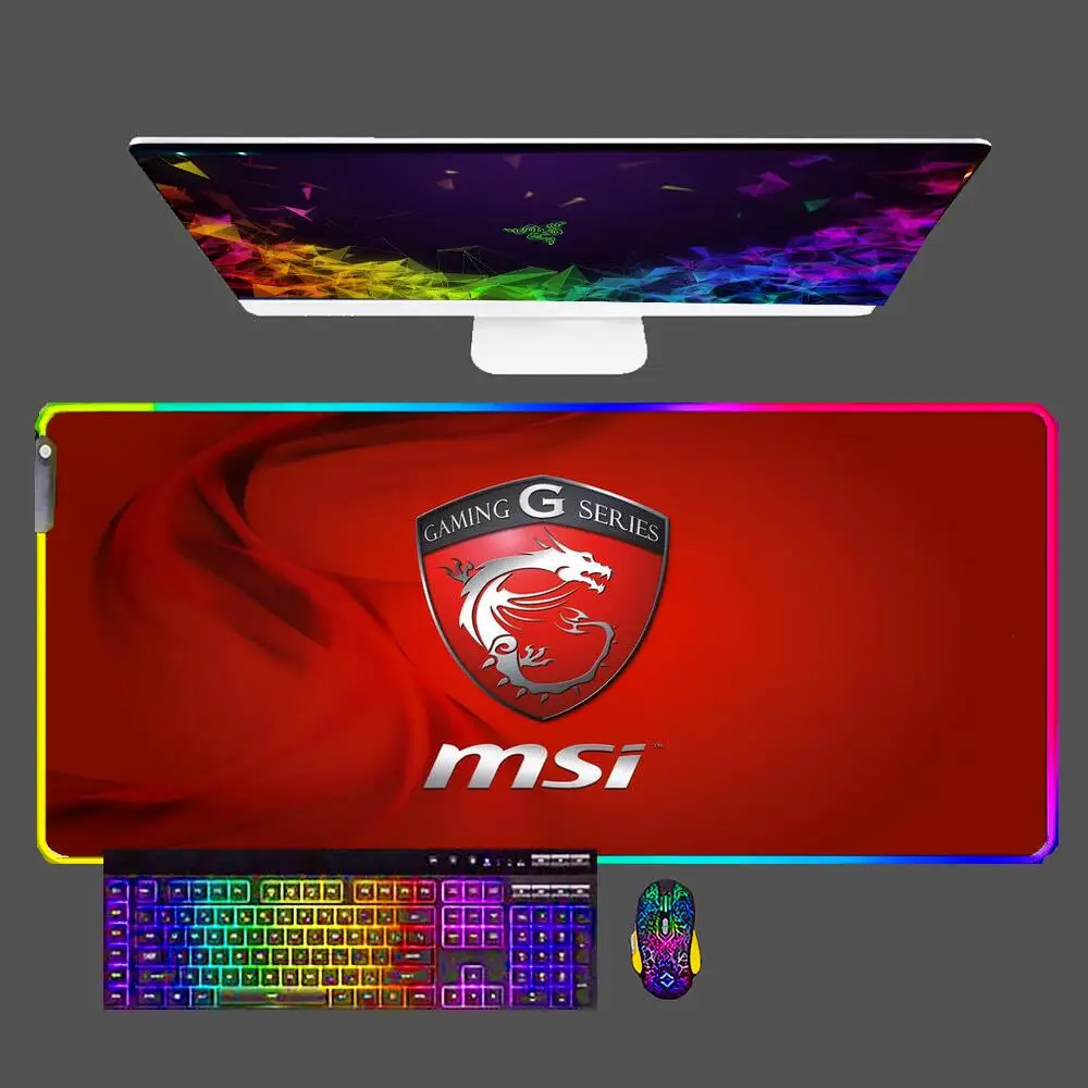 

Msi Gaming Accessories Game RGB Mouse Pad Lockedge Large Computer Office Keyboard Mouse Combos LED Mat Table Non-slip Mousepad