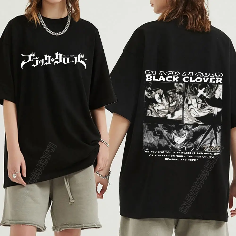 

Black Clover Asta Anime Oversized T-Shirt Man's Loose O Neck 100% Cotton Hip Hop Top 2021 Summer Retro Harajuku Male Tee Shirt