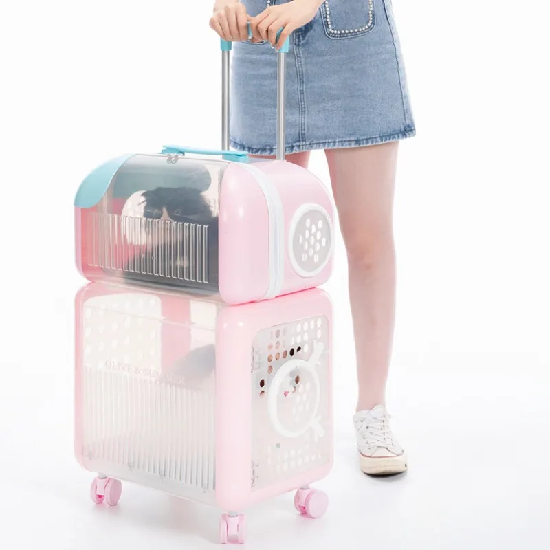 Pet Outing Bubble Trolley Case, Lightweight Accessories for Cats, Transparent Backpack Cage, Carriers Tools, Pet Supplies