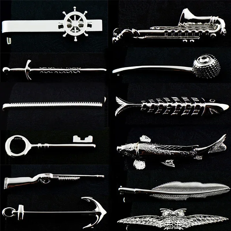 EASY.H Laser Engraving Tie Clip Black Men&rsquo;s Business Tie Pin Rudder Feathers laser engraving tie clip