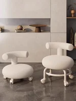 Small Household Pulley Low Stool with Wheels, Children's Chair, Backrest, Round, Living Room Bench, Shoe Stool
