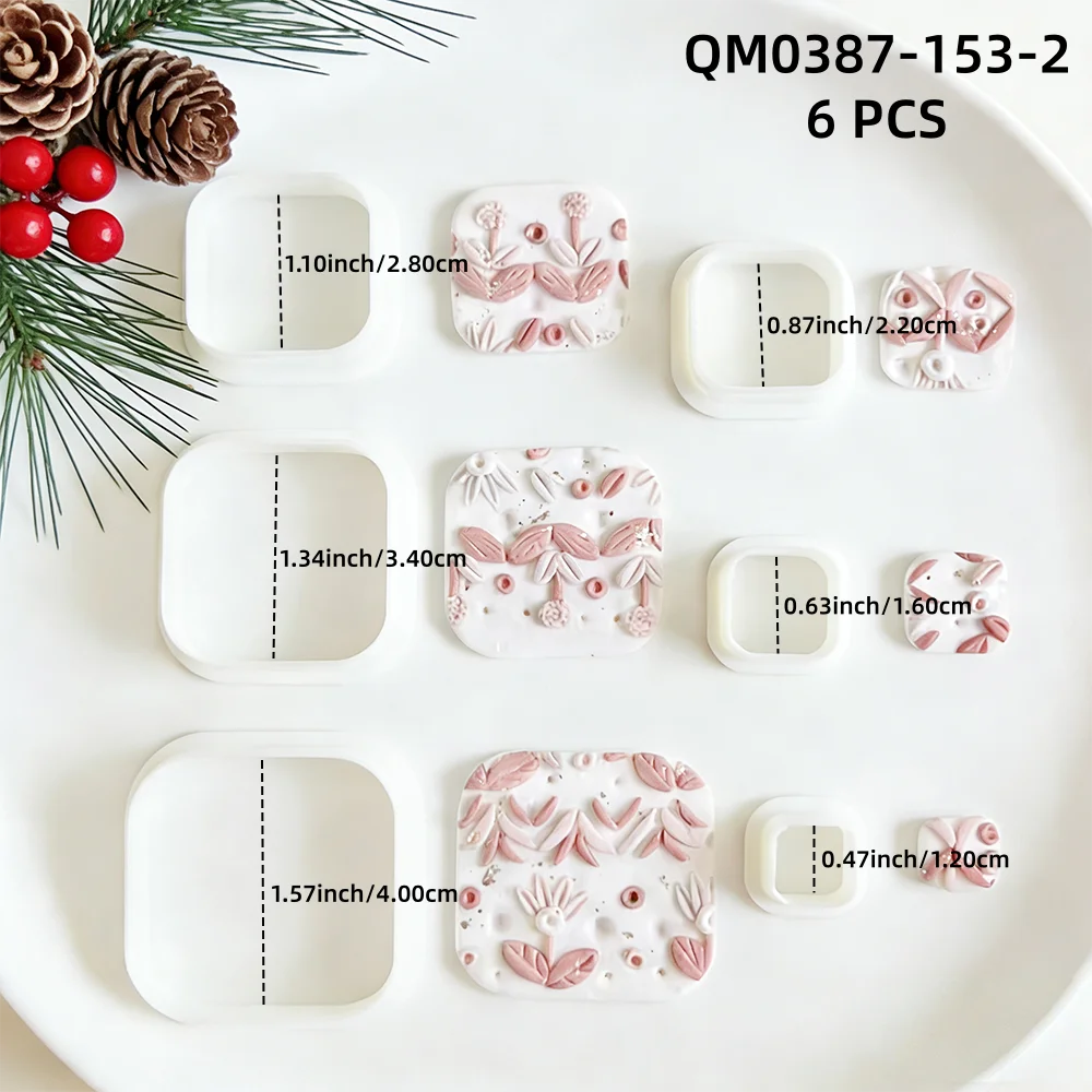 6-teiliges Set Geometrische Weiche Keramik-Ohrringformen Kreis/Quadrat/Oval Tonanhänger-Schneidformen Set Weiche Töpferei Polymer-Ton-Schneidewerkzeuge – Detail 3