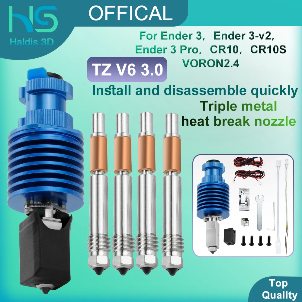 Hochgeschwindigkeits-Druckkopf-Upgrade TZ V6 3.0 Hotend-Kit für Ender 3/3 PRO VORON 2.4 Hi-End-Extruder J-Kopf für Prusa Ender 3 V2/CR10