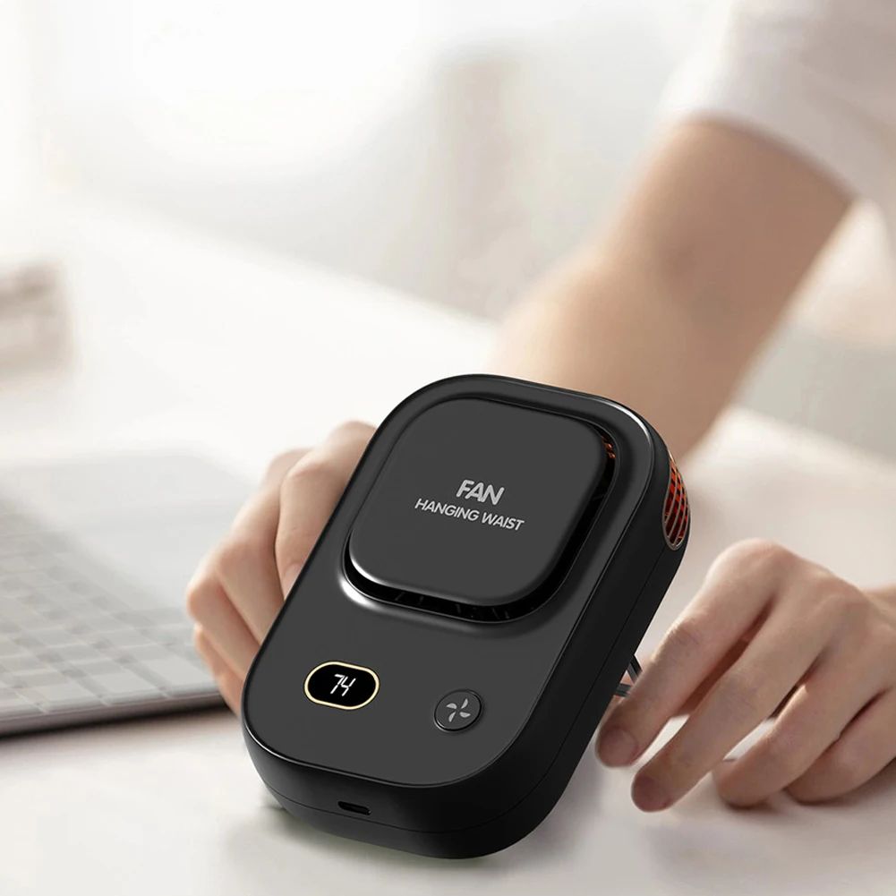 휴대용 허리 클립 선풍기 웨어러블 벨트 선풍기, 2000mAh 배터리 구동, 충전식 핸즈프리 걸이식 목 선풍기, 캠핑 하이킹용
