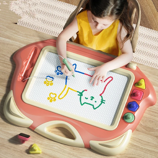 Magnet Drawing Board Kid Painting Colorful Learning Plate Set 2Pens+1Stamp+1Drawing Tool+1Book Study Desk Board Toy Gift Girl