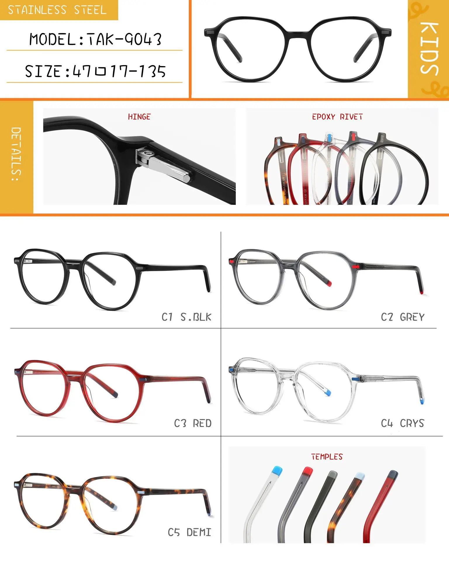 Chashma Oval Acetate Prescription Spectacles Kids Glasses Optical Spectacle Frames Kids Top Quality Eye Glasses Spring Hinge Boy Frames Girls Light Gafas