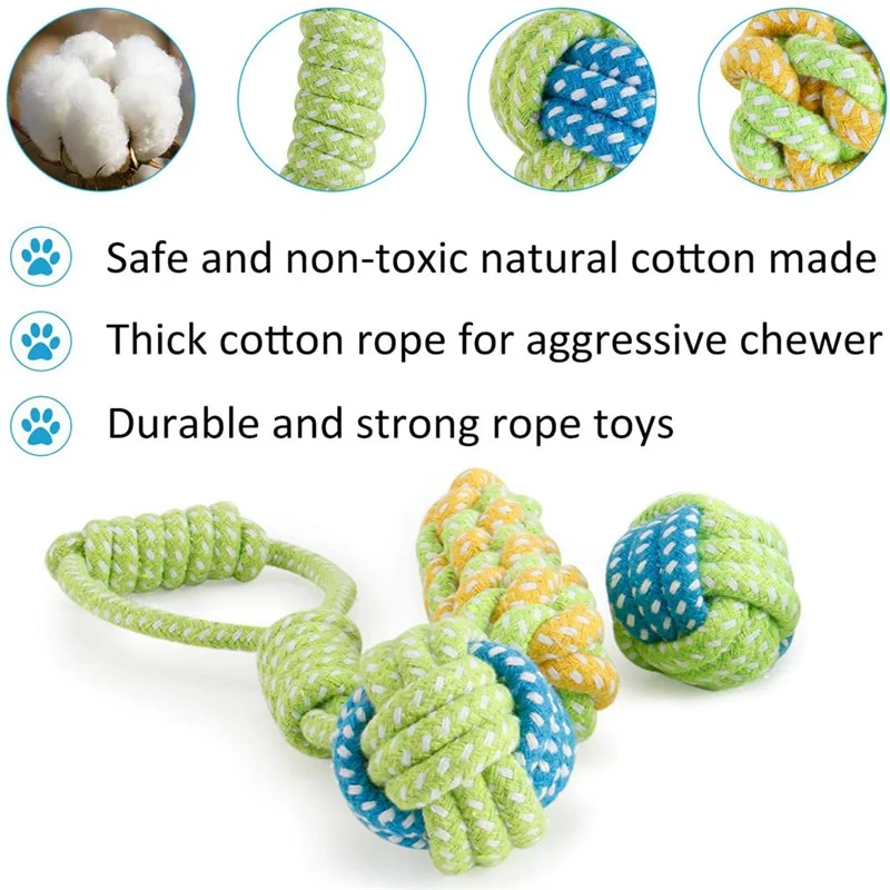 Pet Dog Cotton Rope Chew Toys Natural Cotton Washable Durable Tug Large Small Dogs Toy Interactive Rope Pet Supplies