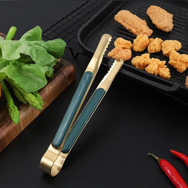 Stainless Steel Long Handle Food Tong Korean Style Non-Slip BBQ Bread et Clamp Ice Clip Kitchen Utensils