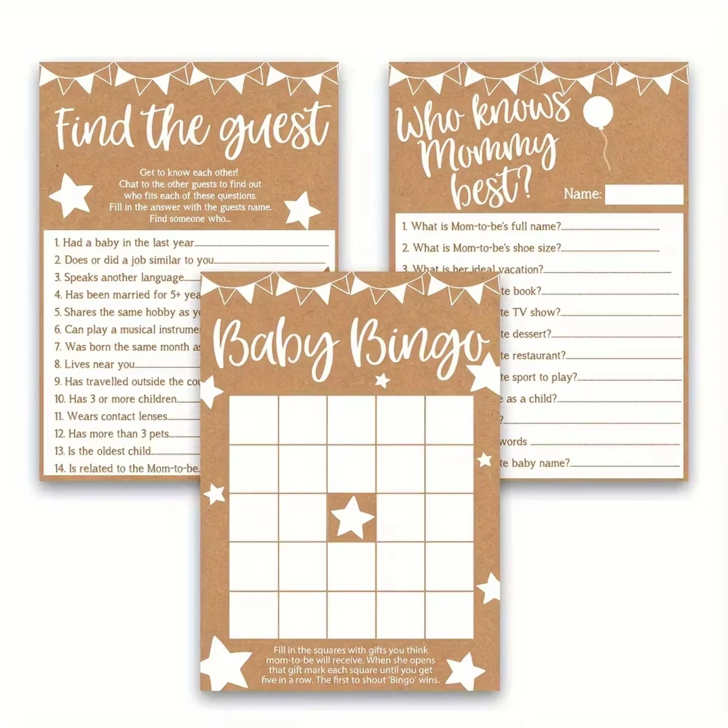 Baby Shower Game Cards Rustic Bridal Wedding Shower Or Bachelorette Party Game Baby Ideas Baby Baptism Party Supplies wooden wedding supplies