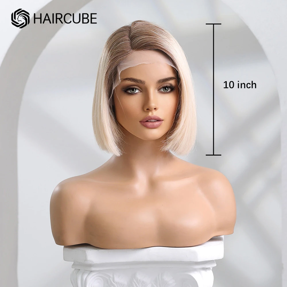 Human Hair Wig Transparent Lace Front Human Hair Wigs for Women Light Blonde Short Bob Straight Lace Frontal Wig Natural Daily Remy