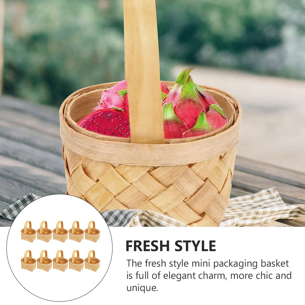 10 Pcs Hand Woven Basket Wedding Handheld Candy Flower Unique Gift Party Wood Baskets Multi-purpose 3
