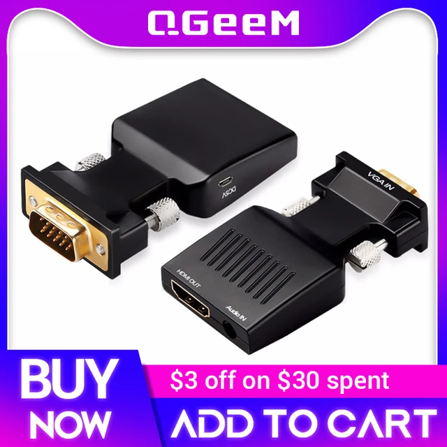 Cavo adattatore da QGeeM VGA a HDMI con adattatore Audio Full HD da VGA a  HDMI con uscita Video 1080P HD per PC Laptop HDMI toVGA - AliExpress