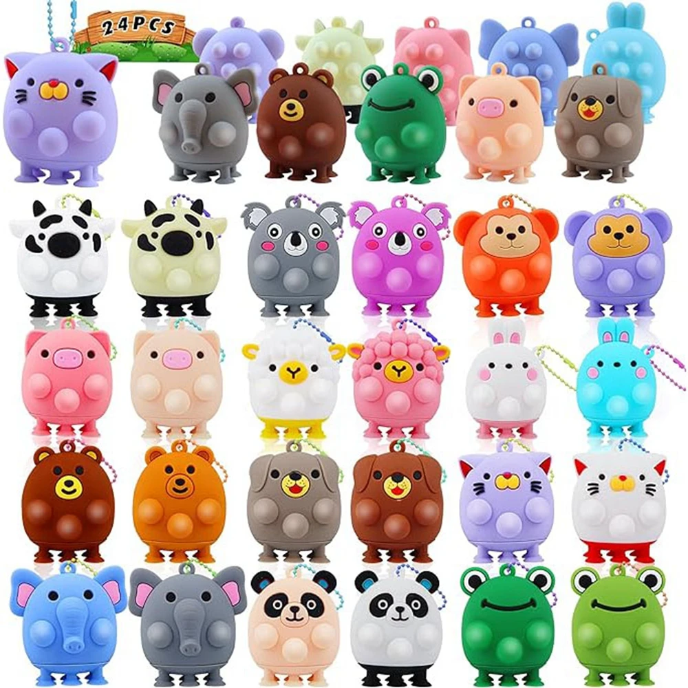 12 Pack Party Favors For Kids, 3D Pop Animals Fidget Suction Toys For Boys & Girls, Animals Pop Balls Easter Birthday Valentines