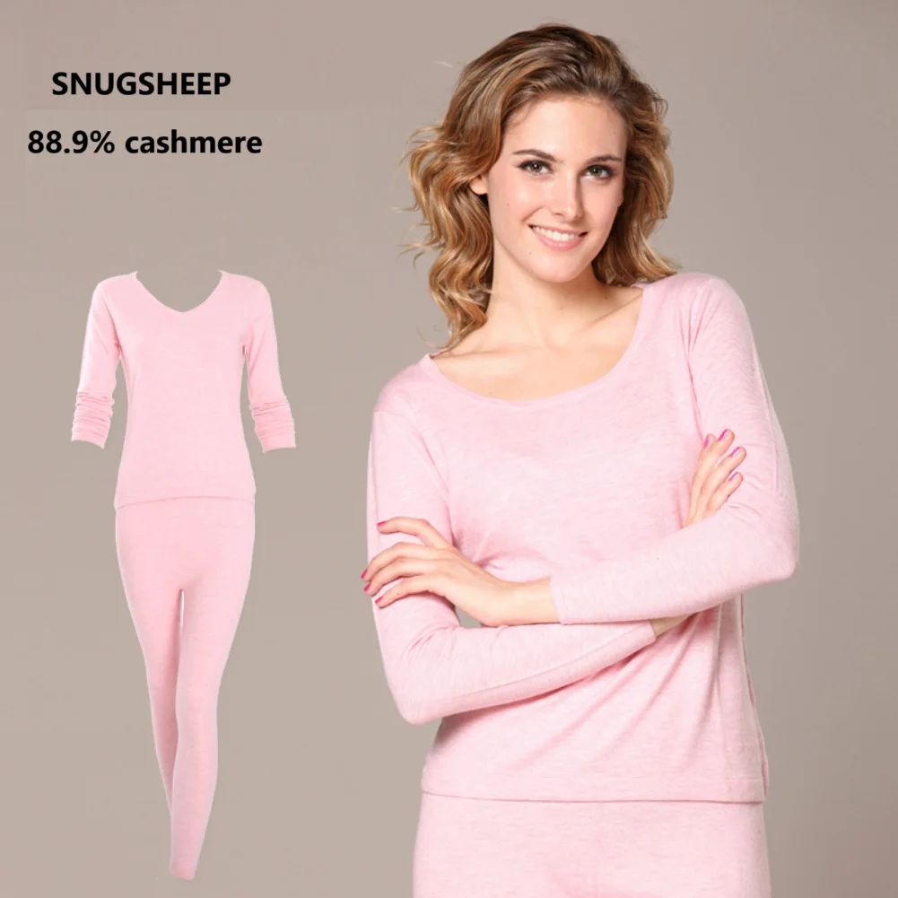 cashmere underwear set women sexy pink thermal wear sets winter clothes thermo lingerie clothing shirt woman top womens inner