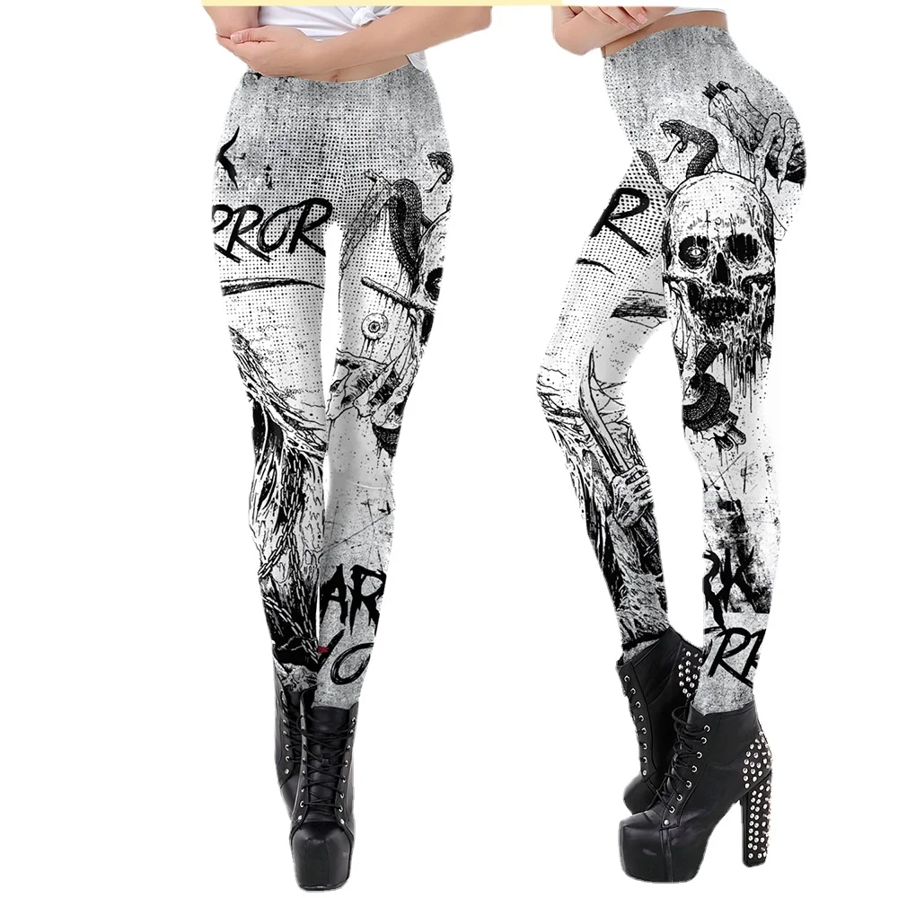 

WKDK1062 Rock Skull Digital Printing Ladies Leggings Pants Women