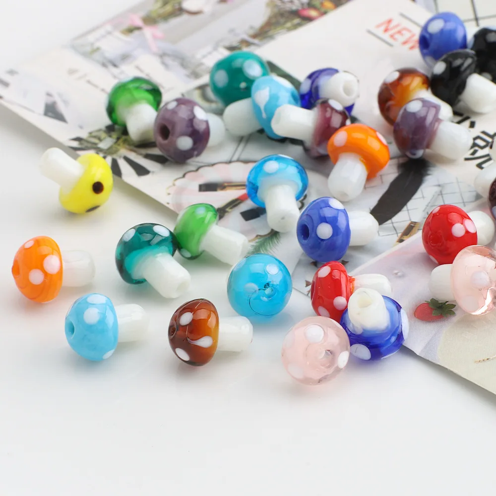 

Lampwork Glass Beads Mushroom Shaped Crystal Beads For DIY Jewelry Making Supplies Bracelets Necklace Earrings Craft Accessories