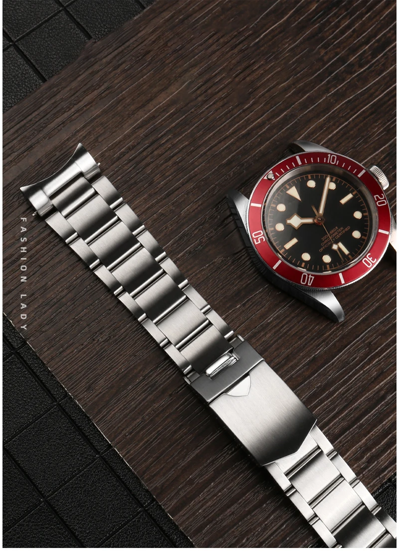 22mm Solid Stainless Steel Watchband For Tudor Black-Bay 79230 79730 Heritage Chrono Watch Strap Wrist Bracelet On No Rivet