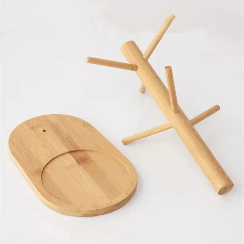 Bamboo Combination Storage Rack Cup Holder Household Drain Rack Desktop Creative Branch Hanger Wine Glass Holder 5