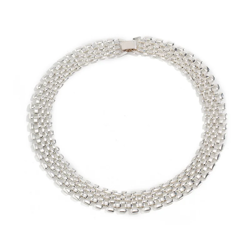 Trendy Women Hip-hop Silver Wide Chain Necklace Hollow Chain Female Choker Colar Party Jewelry Gift Collier Bijoux Femme for Him