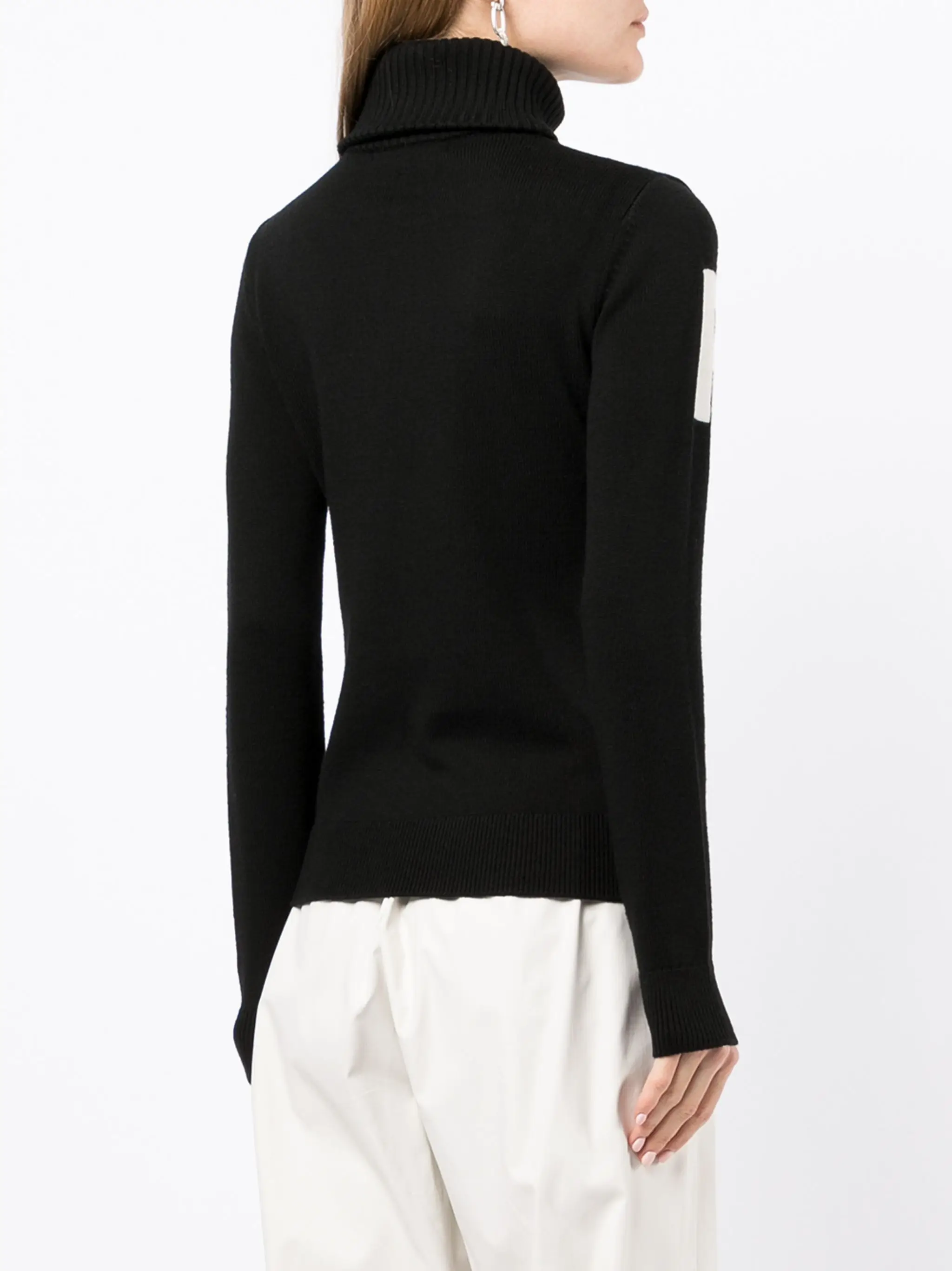 New autumn and winter fashion minimalist letter casual slim fit design with a semi high neck knit sweater 2