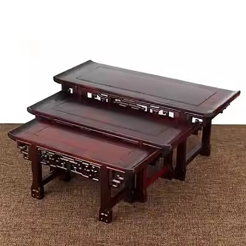 Small Mahogany Buddha Table, Solid Wood Vase, Bonsai Base, Miniature Raised Head